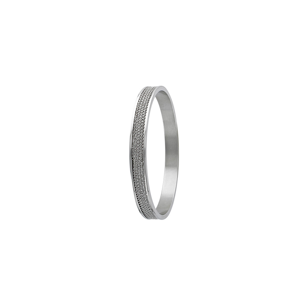 Jonc acier avec motif maille