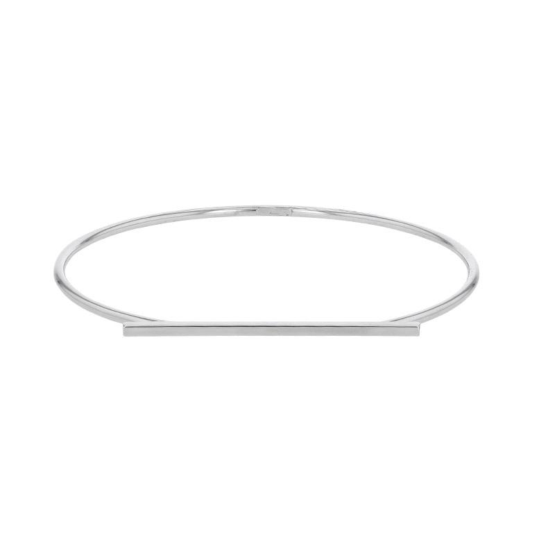 Jonc lisse avec barre, argent 925/1000 rhodié