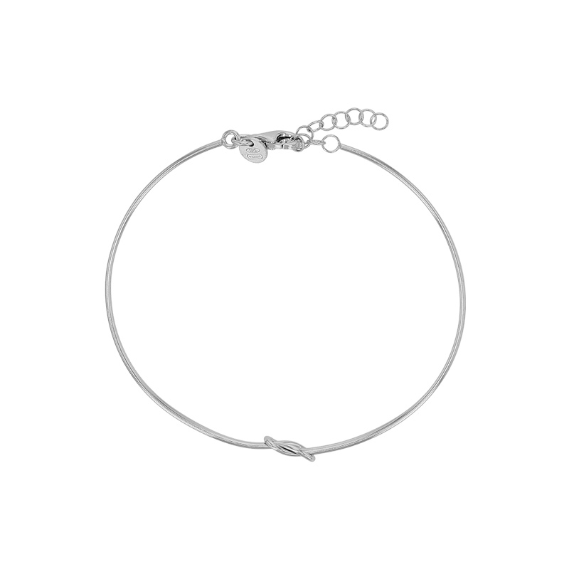 Jonc rigide noeud de l'amour, argent 925/1000 rhodié