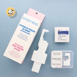 Kit de perçage de narine Inverness + perçage acier doré à l'or fin, cristal blanc serti clos 2mm