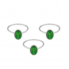 Lot 1 de 3 bagues madone vert 50-52-54, argent 925/1000 rhodié et émail