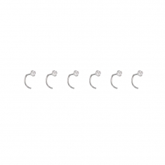 Lot 6 boucles de nez Or 750/1000 et oxyde de zirconium (sertis griffes)