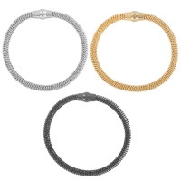 Lot de 3 bracelets fermoirs magnétiques acier gris, noir et doré-rose diam. 5 x 6,2cm