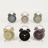 Lot de 6 mini réveils en métal : noir, gris foncé, kaki, violet, taupe et vert foncé