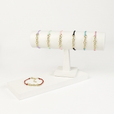 Lot de 7 bracelets cordons assortis, anneaux et fermoir argent 925/1000 doré