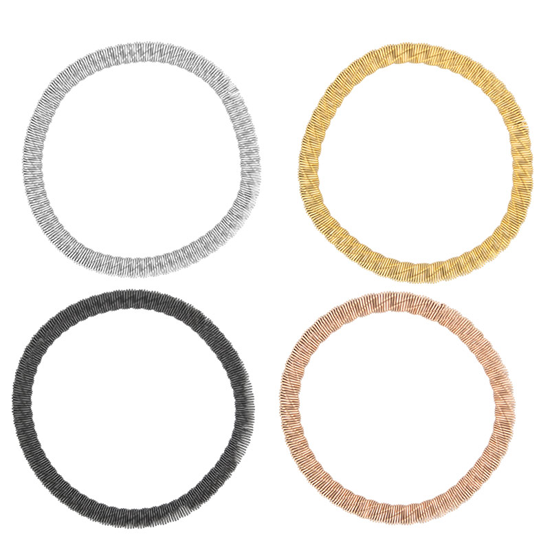 Lot de 4 bracelets extensibles en acier gris, doré, noir et doré-rose diam. 5,5 x 5,5cm