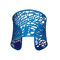 Manchette ajourée motif feuille en acier bleu