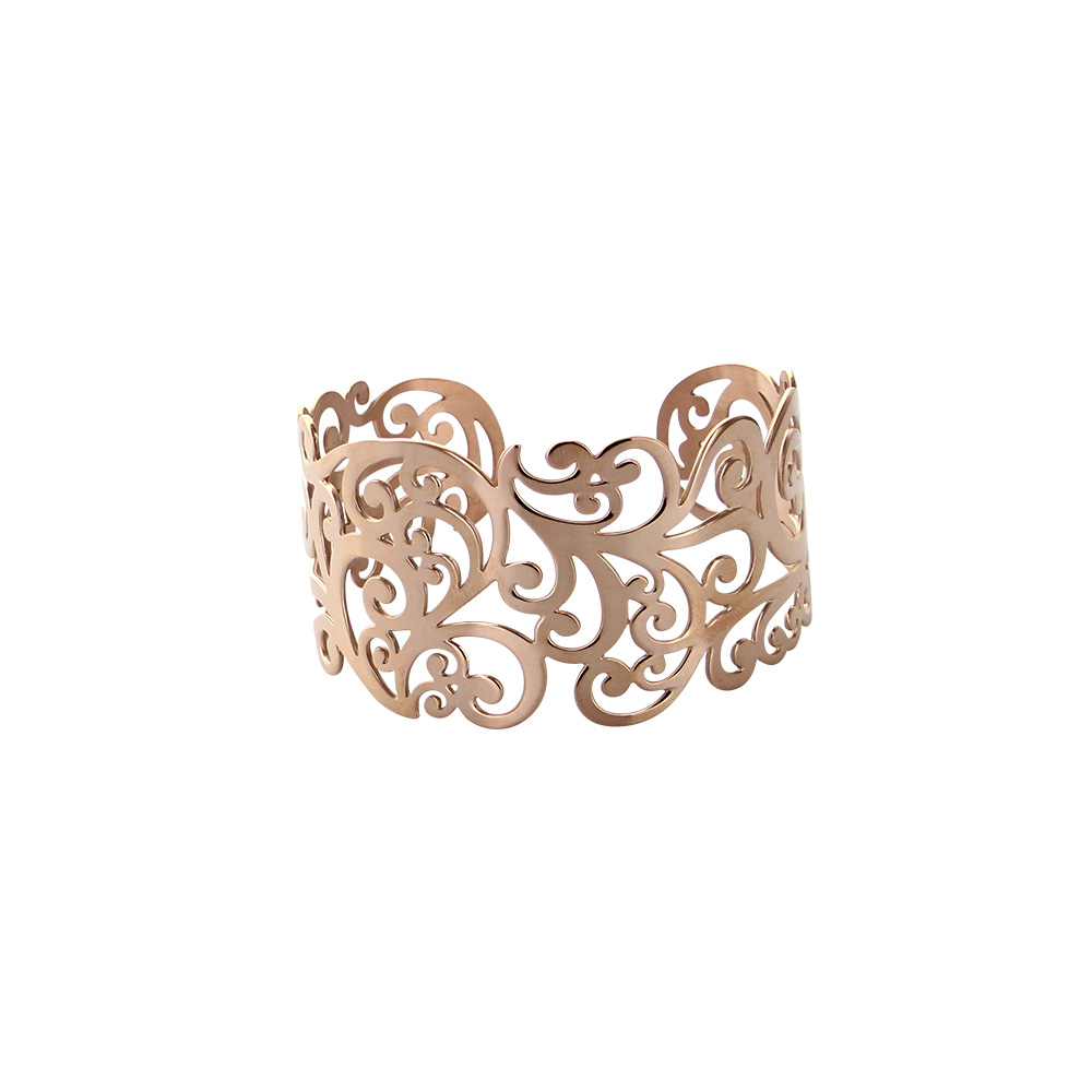 Manchette arabesque en acier doré-rose
