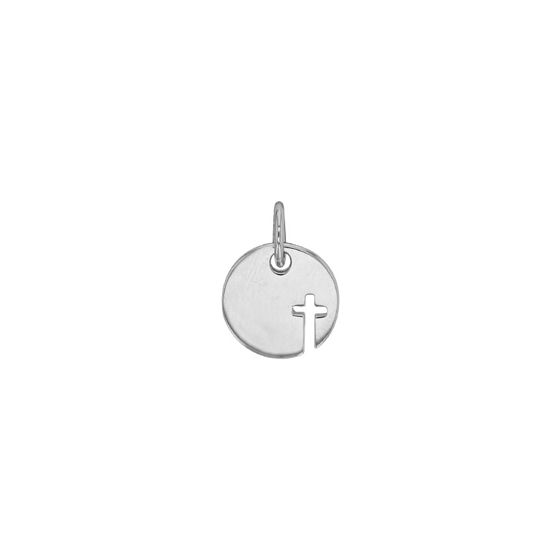 Médaille avec croix ajourée, argent 925/1000 rhodié