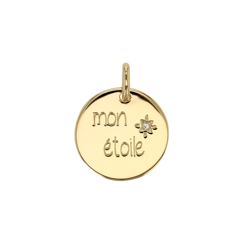 Médaille mon étoile avec un oxyde, plaqué or