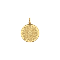 Médaille motif mandala rond, plaqué or