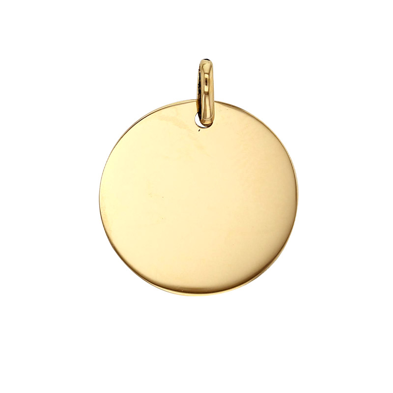 Médaille ronde à graver en Or 375/1000 - diam. 18mm
