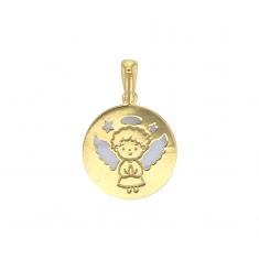 Médaille ronde avec ange en nacre, Or 750/1000
