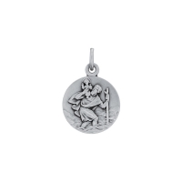 Médaille ronde en argent rhodié 925/1000 - Saint-Christophe