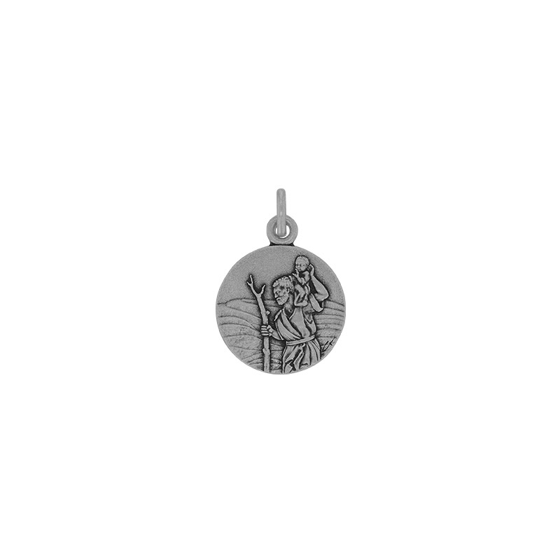 Médaille Saint Christophe argent 925/1000 vieilli 18mm