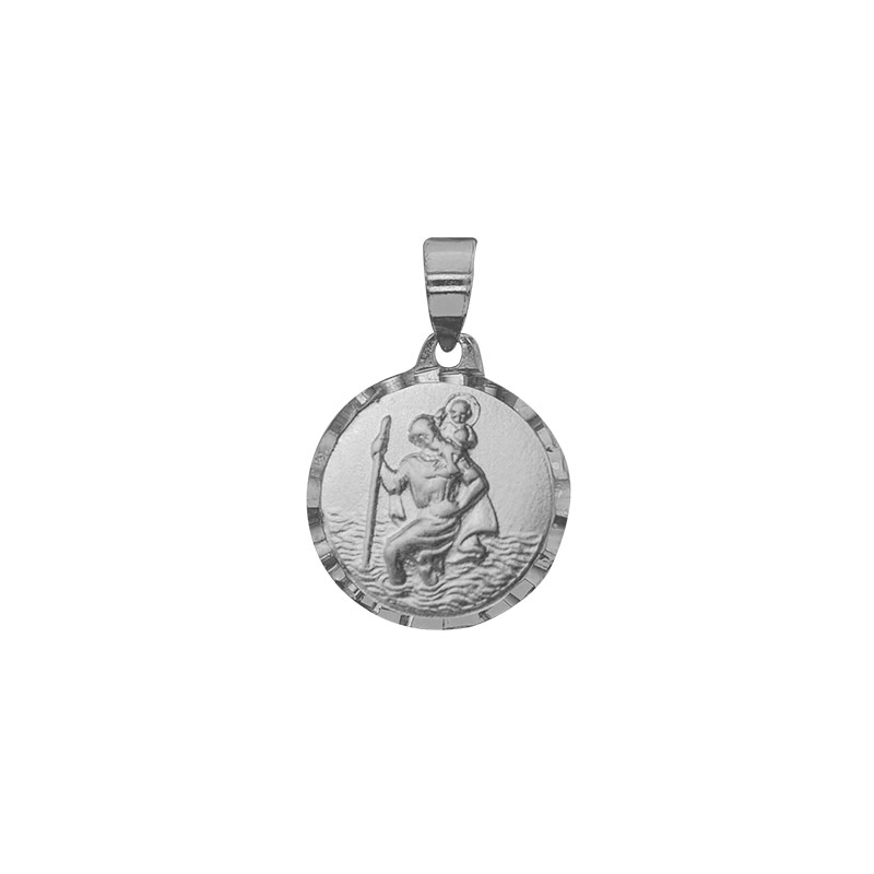 Médaille Saint Christophe aspect ciselé, argent 925/1000 rhodié