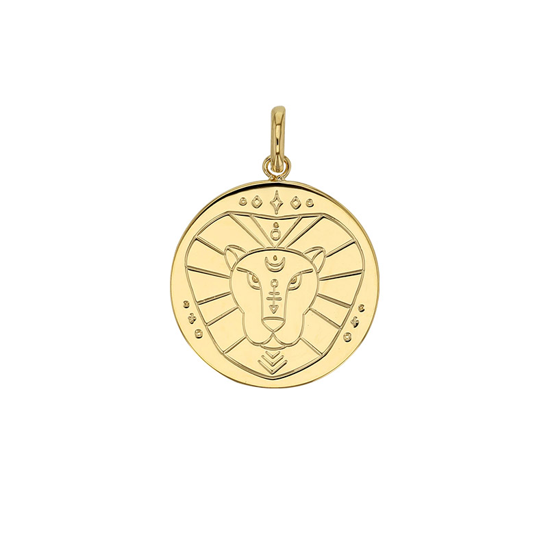 Médaille signe astrologique gravé, Bélier, plaqué or