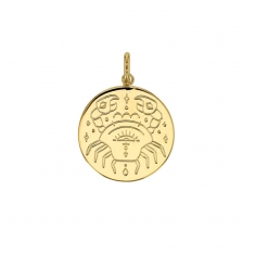 Médaille signe astrologique gravé, Bélier, plaqué or