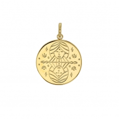 Médaille signe astrologique gravé, Bélier, plaqué or