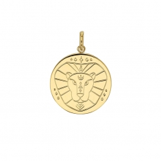 Médaille signe astrologique gravé, Bélier, plaqué or