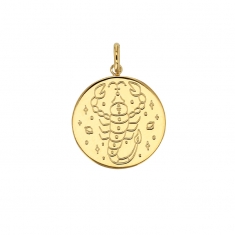 Médaille signe astrologique gravé, Bélier, plaqué or