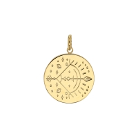 Médaille signe astrologique gravé, Bélier, plaqué or