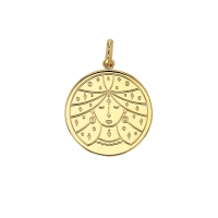 Médaille signe astrologique gravé, Bélier, plaqué or