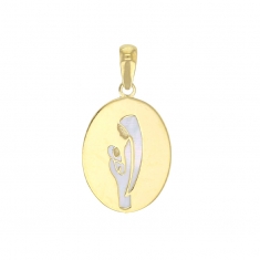 Médaille Vierge et enfant ovale avec nacre, Or 375/1000