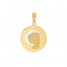 Médaille Vierge ronde bicolore en Or 750/1000