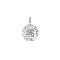 Médaille zodiaque Bélier gravé, argent 925/1000 rhodié