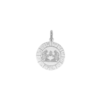 Médaille zodiaque Bélier gravé, argent 925/1000 rhodié