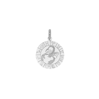 Médaille zodiaque Bélier gravé, argent 925/1000 rhodié