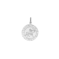 Médaille zodiaque Bélier gravé, argent 925/1000 rhodié