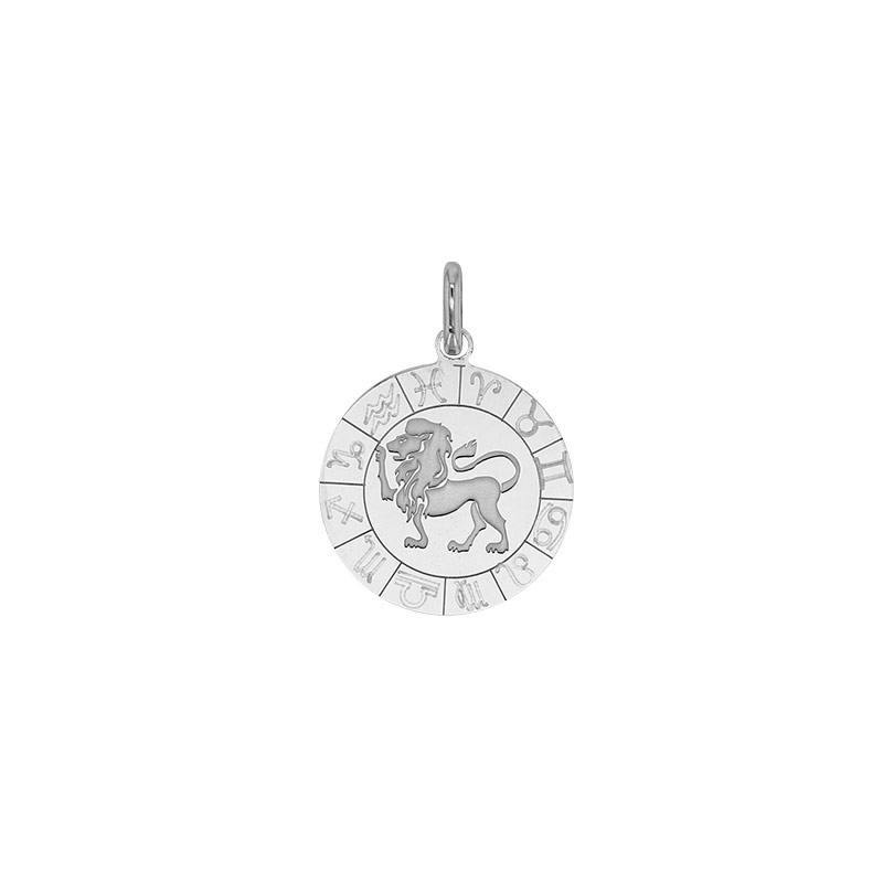 Médaille zodiaque Bélier gravé, argent 925/1000 rhodié