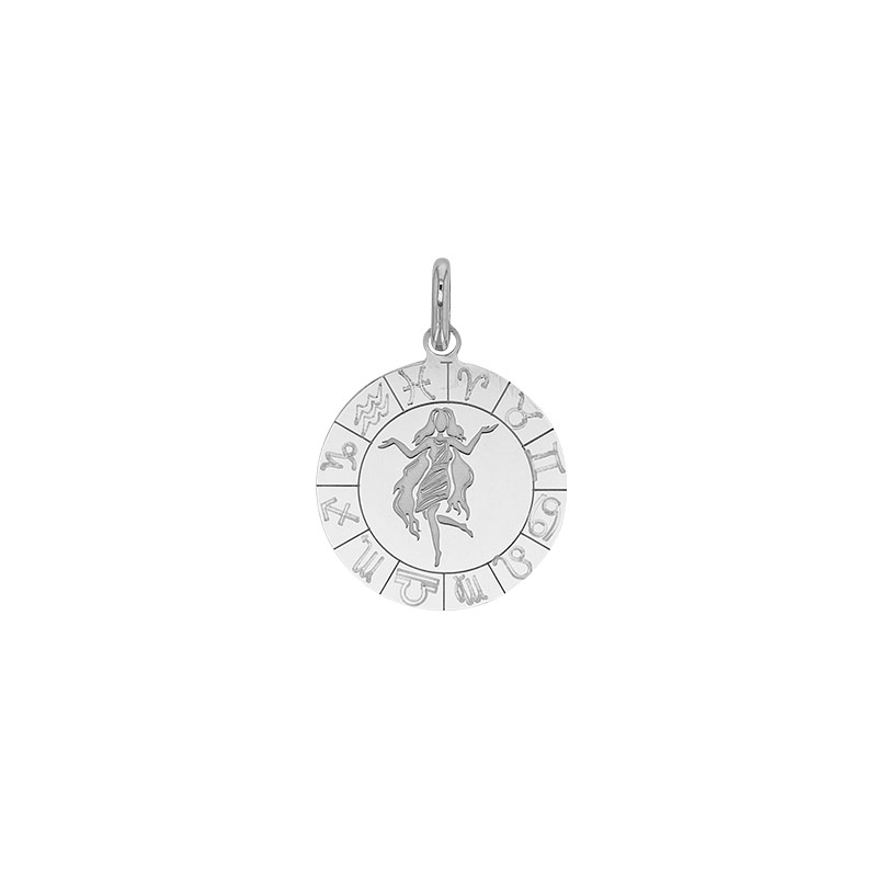 Médaille zodiaque Bélier gravé, argent 925/1000 rhodié