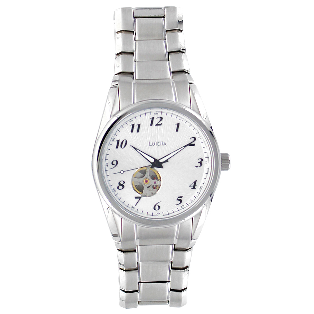 Montre automatique homme Lutetia boîter et bracelet en acier avec balancier spiral