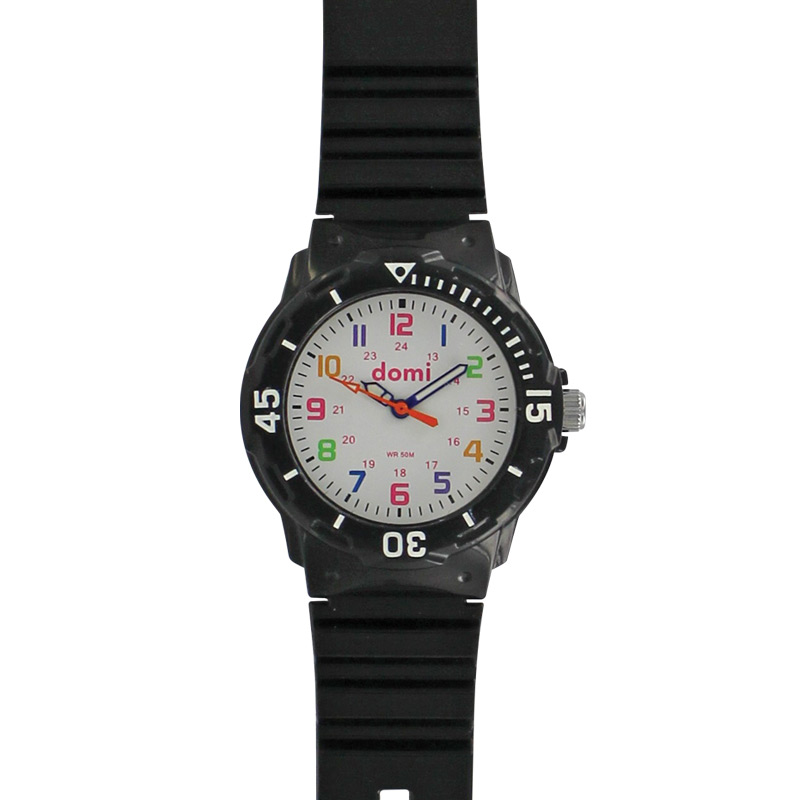 Montre boîtier et bracelet plastique noir, mvt PC21J