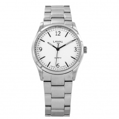 Montre dame, boîtier et bracelet métal argent, cadran blanc