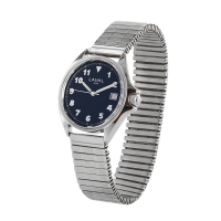 Montre de travail homme acier, cadran noir, chiffres verts, dato 3h, bracelet acier extensible