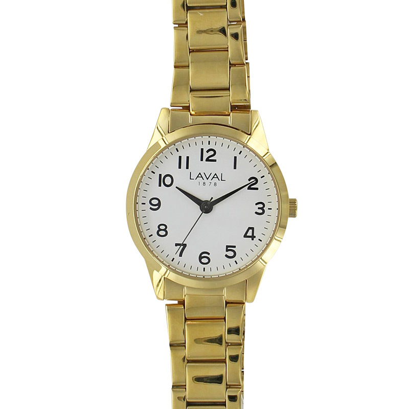 Montre de travail homme boîtier acier, cadran blanc et bracelet acier argenté