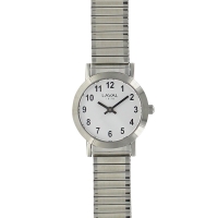 Montre de travail homme boîtier acier, cadran blanc et bracelet acier argenté extensible