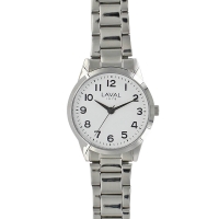 Montre de travail homme boîtier acier, cadran blanc et bracelet acier argenté