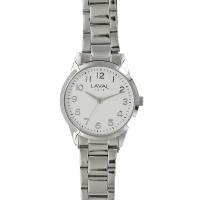 Montre de travail homme boîtier acier, cadran blanc et bracelet acier argenté