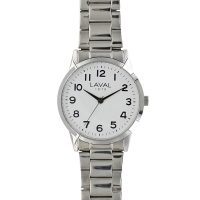 Montre de travail homme boîtier acier, cadran blanc et bracelet acier argenté