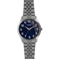Montre de travail homme boîtier acier, cadran bleu et bracelet métal
