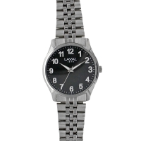 Montre de travail homme boîtier acier, cadran noir et bracelet métal