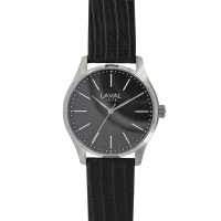 Montre de travail homme boîtier acier, cadran noir et bracelet synthétique noir