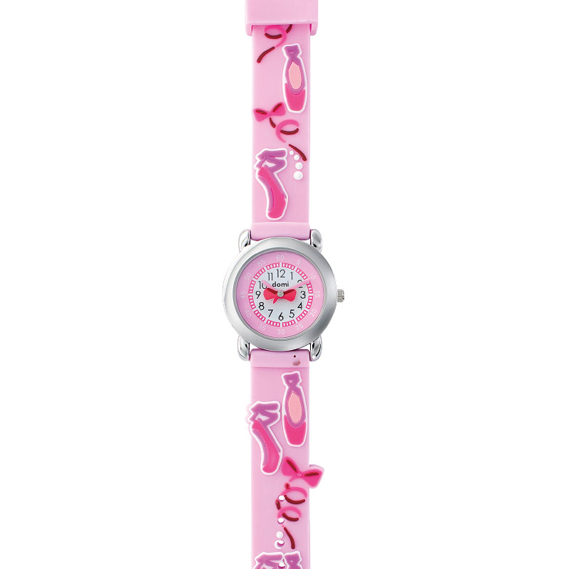 Montre Domi pour enfant Danse boîtier métal et bracelet silicone rose, mvt Miyota 2035