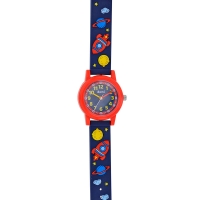 Montre enfant L'espace boîtier et bracelet plastique noir/bleu, mvt PC21