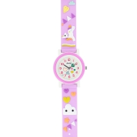 Montre enfant Licorne & Nuage boîtier et bracelet plastique parme, mvt PC21S